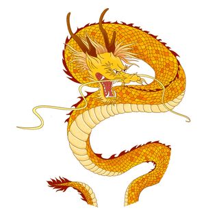 手绘国潮中国风神龙凤凰卡通形象插画装饰元素图案PSD设计素材