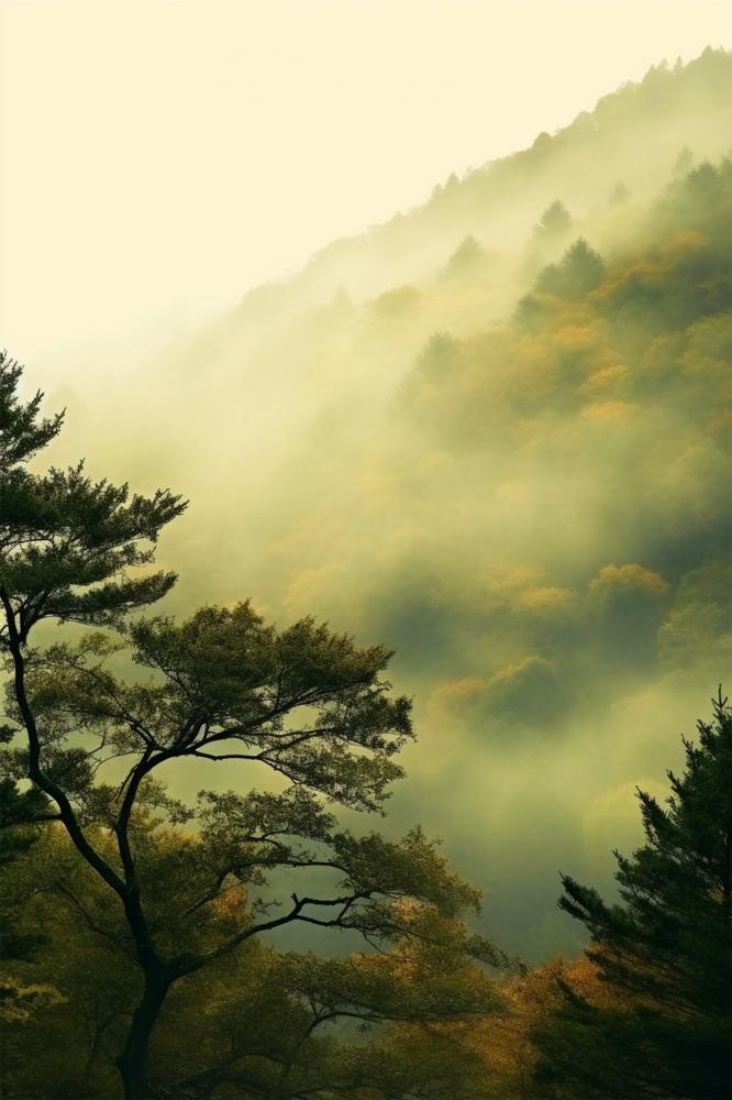 黄绿从林树木意境节气海报背景