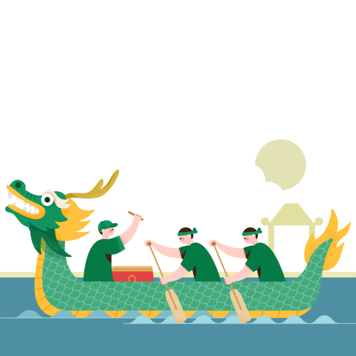 端午节赛龙舟绿色免扣元素