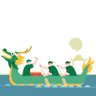 端午节赛龙舟绿色免扣元素