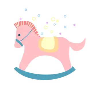 木马玩具剪贴画儿童节幼儿园插画