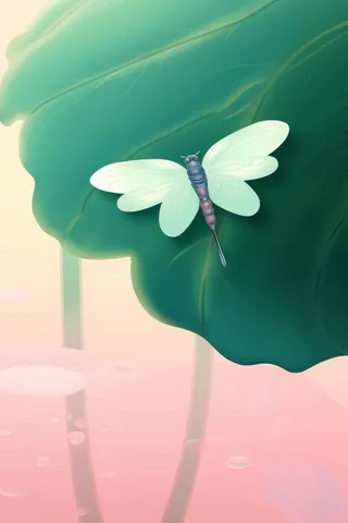 创新可爱粉色荷叶昆虫线条背景