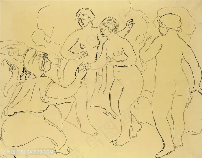 简约线条人物裸体装饰画