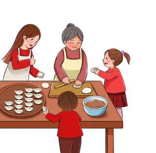 2022虎年新年场景包饺子除夕春节元素材