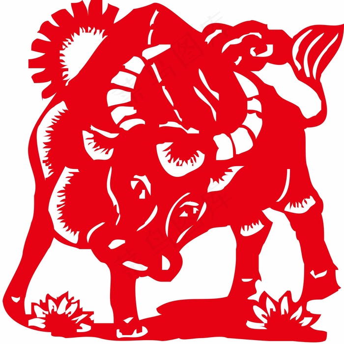 牛剪纸 剪纸风元素