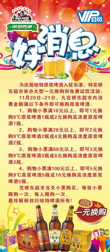 啤酒展架 好消息展架psd模版下载