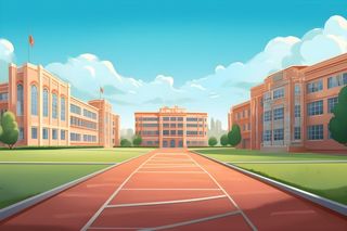 学校建筑草坪扁平背景