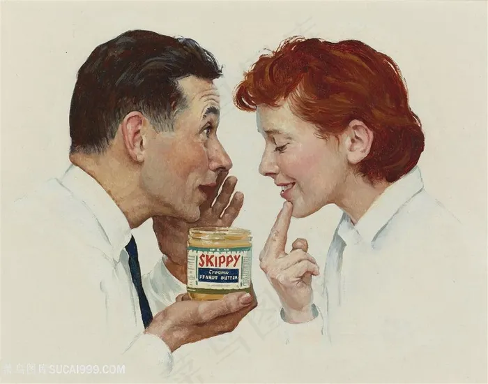 诺曼 · 洛克威尔油画男女艺术挂画