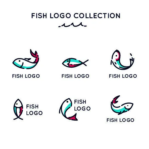 商务海洋鱼类海鲜图标LOGO标识标志标签水产图形AI矢量EPS素材图eps,ai矢量模版下载
