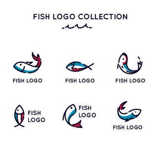 商务海洋鱼类海鲜图标LOGO标识标志标签水产图形AI矢量EPS素材图