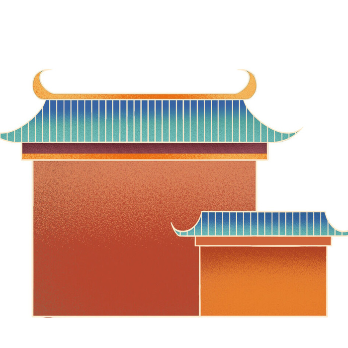 复古中国风国潮古建筑插画手绘高楼古塔PSD素材亭子png免抠图