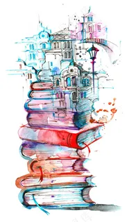 创意水墨书本造型高清图片