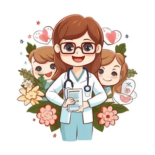 医生护士人物插画花天使免抠