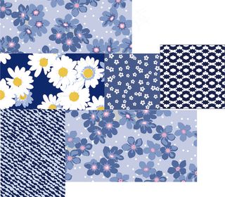 蓝色系小碎花 波点条纹