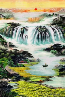流水生财风景字画高清分辨率喷绘打印办公室挂画素材山水花草 流水生财风景字画高清分辨率喷绘打印办公室挂画素材山水花草