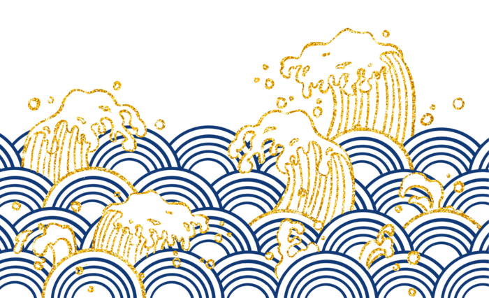 中国风鎏金浪花波浪背景免抠
