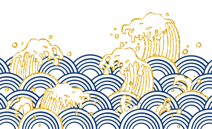 中国风鎏金浪花波浪背景免抠