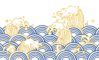 中国风鎏金浪花波浪背景免抠