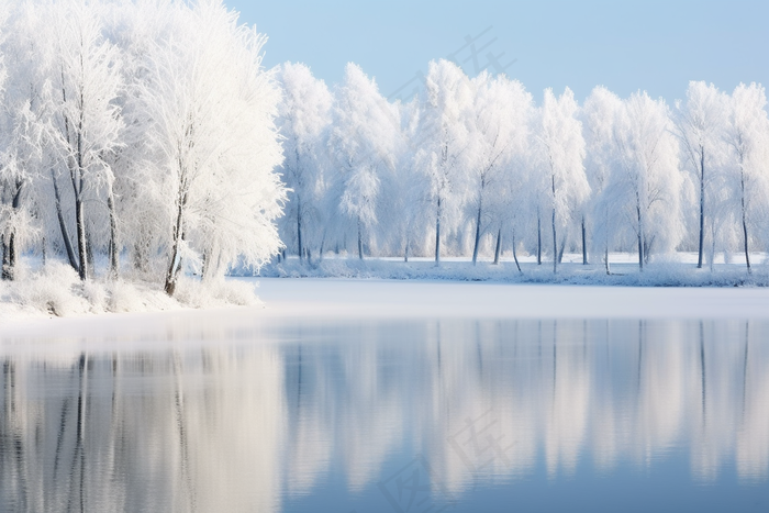 冬天雪景森林雾凇白雪摄影图(4032x2688)