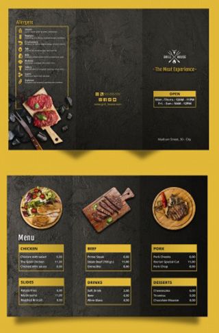 西餐厅折页菜单模板餐厅