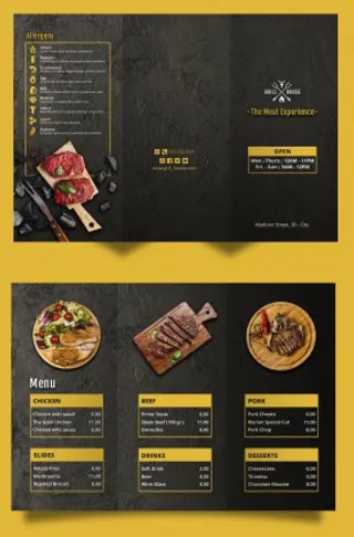 西餐厅折页菜单模板餐厅