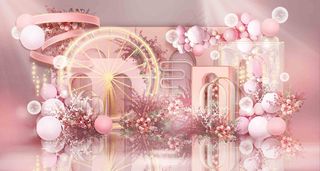 粉色浪漫婚礼迎宾区效果图