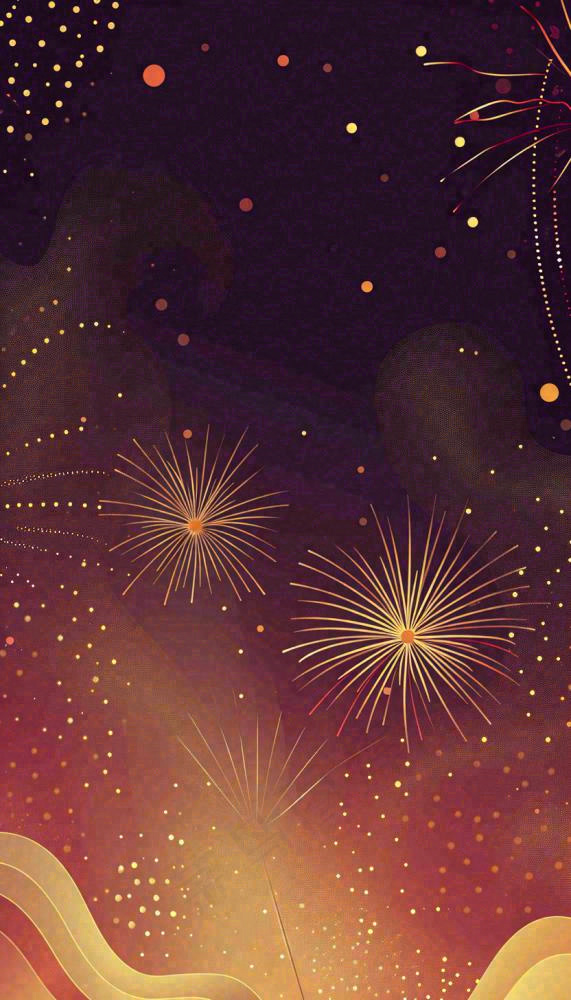 喜庆节日夜晚天空缤纷烟花，彩色绚丽(832x1456)