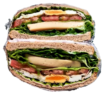 减脂期对切田园清新色调煎蛋半圆三明治免抠元素实物摄影素材