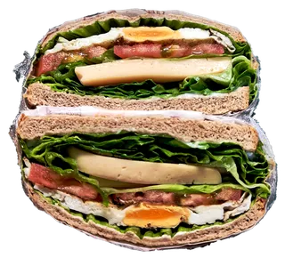 减脂期对切田园清新色调煎蛋半圆三明治免抠元素实物摄影素材