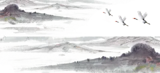 山水画素材中国风水墨画素材元素中国画