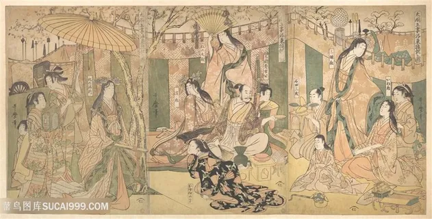 喜多川歌磨唯美日系美女艺术装饰画 喜多川歌磨唯美日系美女艺术装饰画