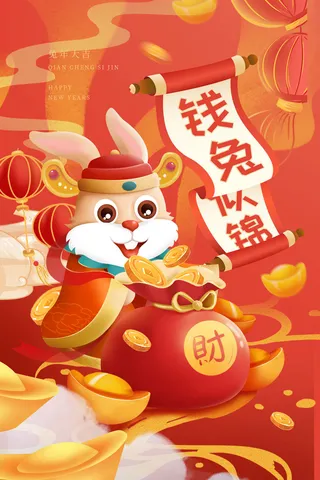 兔年春节活动促销海报