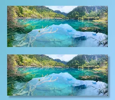 水波泛出秀色，山上景物明净。形容山水景色秀丽。