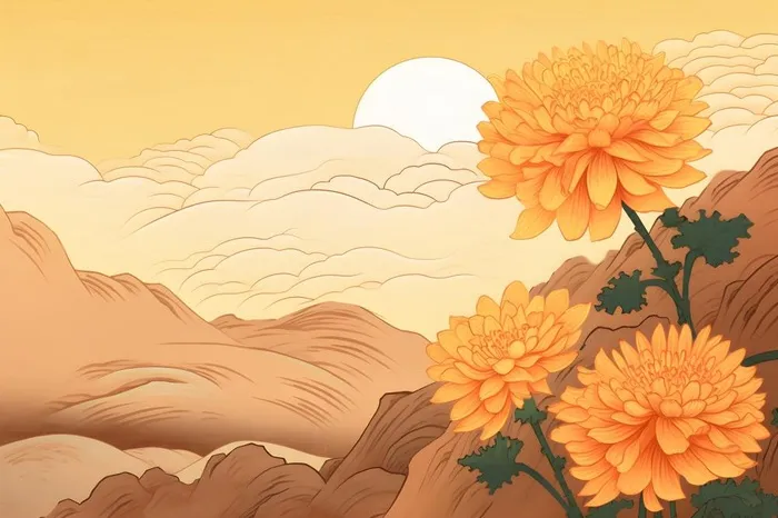 橙色意境菊花节日背景(3600x2400)