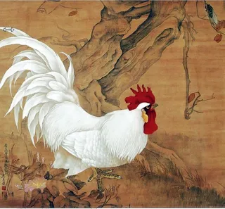 油画 鸡群 风景 背景墙