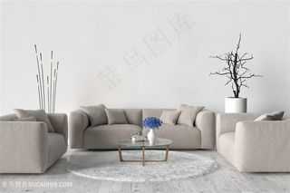 浅灰色沙发软装材质高清图片