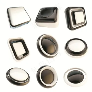 九款黑白不同形状的按钮高清图