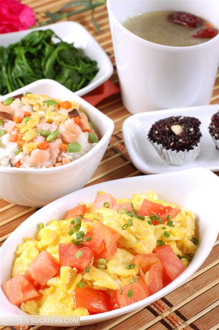 中华美食蕃茄炒蛋饭实拍摄影图