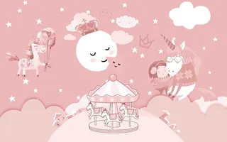 卡通儿童房背景墙壁纸壁画壁布