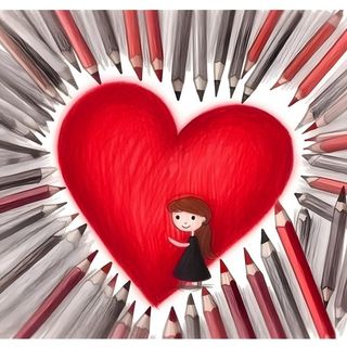 爱心铅笔画素材背景