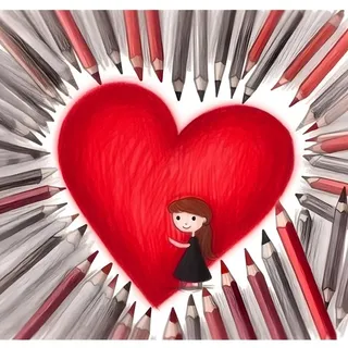 爱心铅笔画素材背景