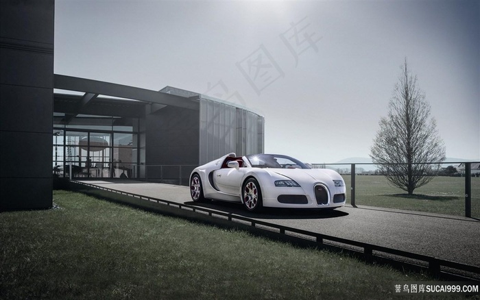 时尚白色汽车风景画车图片