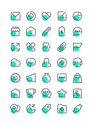 彩色icon手机线性小图标UI素材AI矢量图psd设计源文件app菜单分类