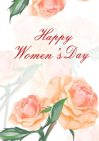 手绘花卉玫瑰妇女节贺卡
