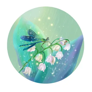 二十四节气谷雨蜻蜓场景插画