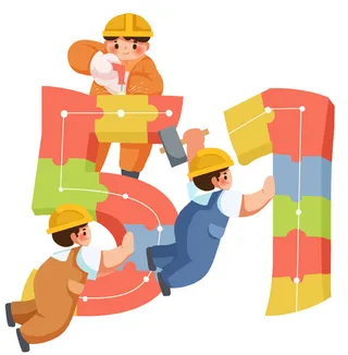 五一劳动节创意劳动场景插画