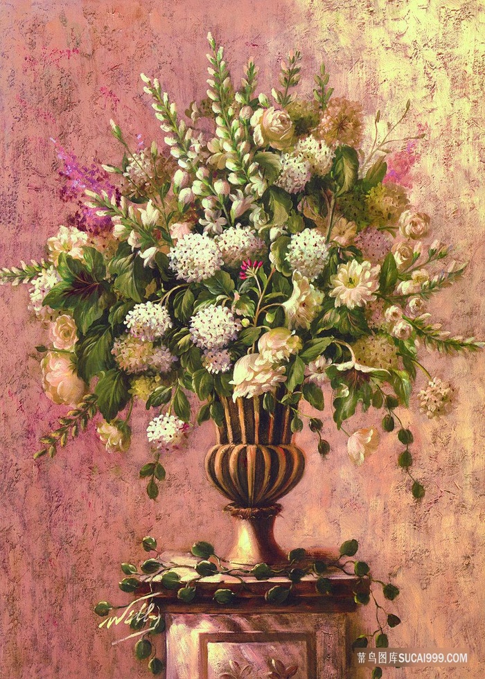 唯美花卉花瓶艺术油画