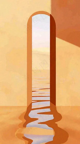 沙漠天空扁平矩形色彩背景