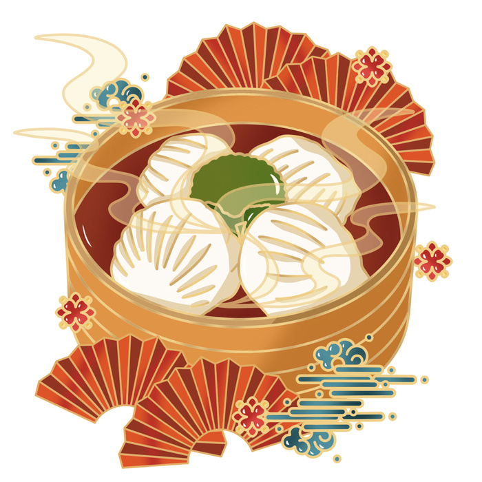 国潮中国风传统小吃食物地方特色菜美食元素插画海报图片素材psd模版下载