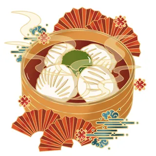 国潮中国风传统小吃食物地方特色菜美食元素插画海报图片素材